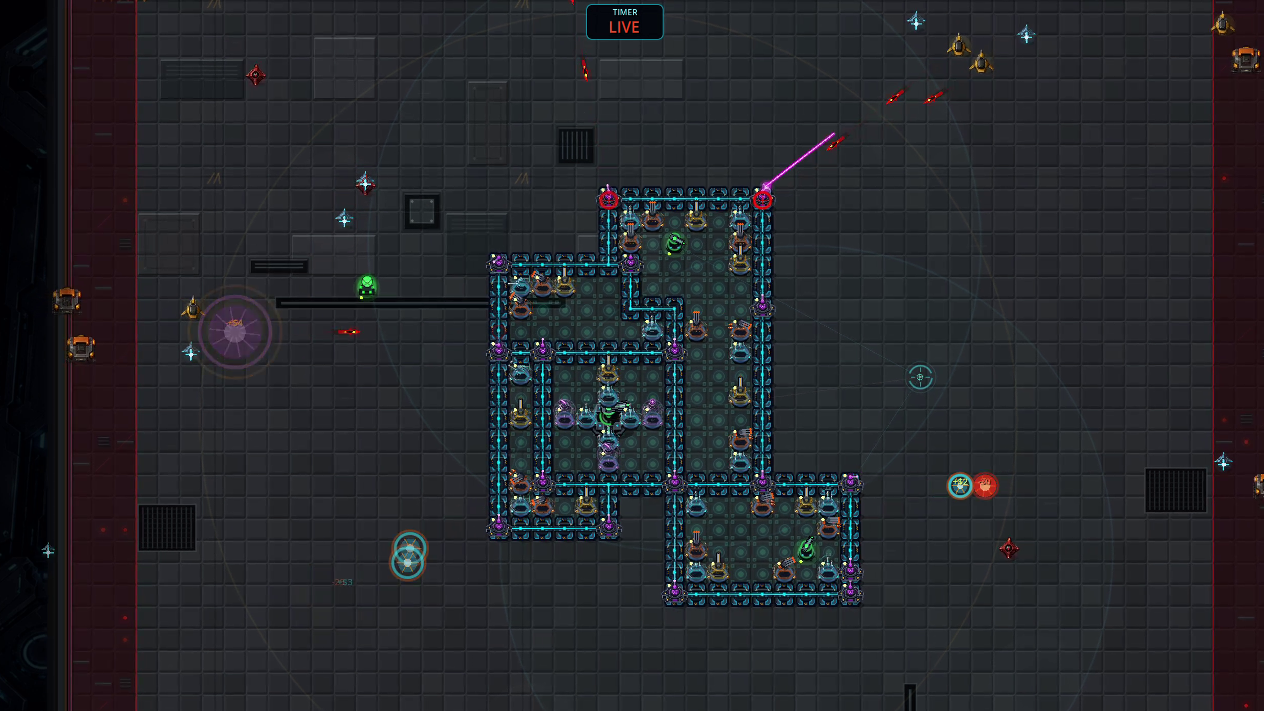 Bastion Grid gameplay showing a fortified grid during combat