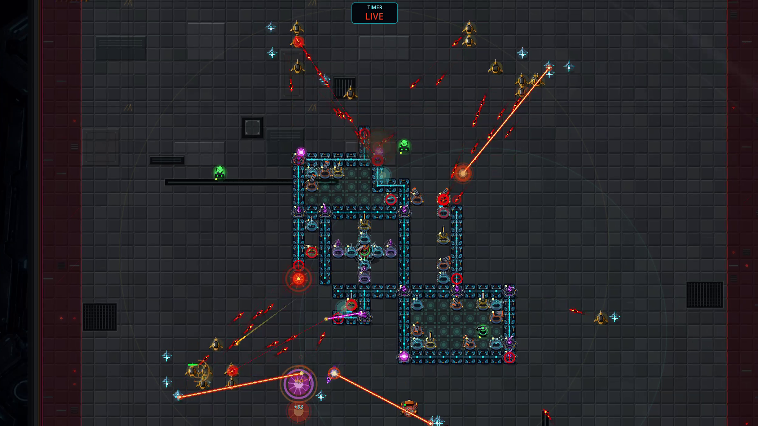 Bastion Grid gameplay showing an active battle around the grid